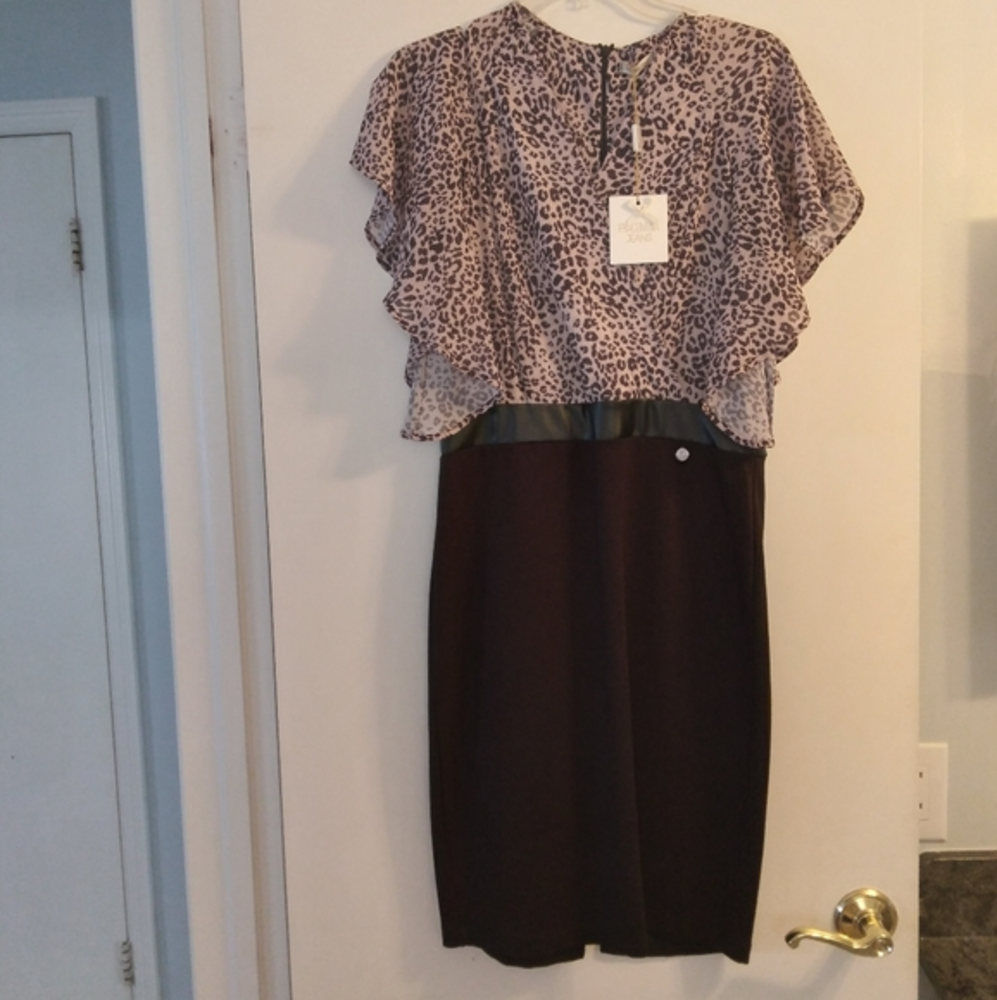 FRACOMINA Dress with leopard print Isa | black‎